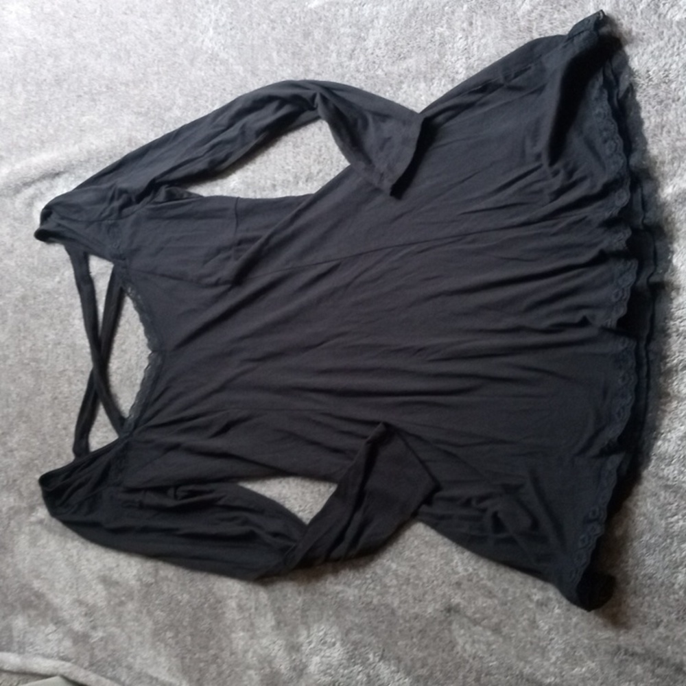 Anthropologie open back dress with lace trim
